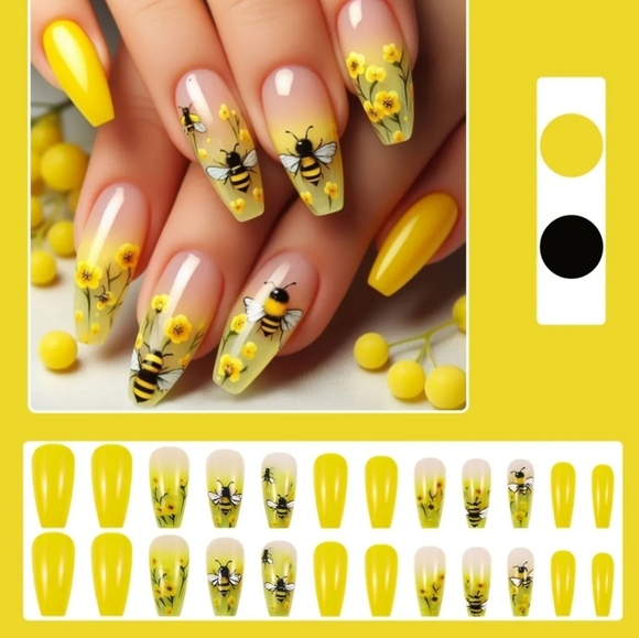 🐝BZZZZ BEES NAILS PRESS ON OR GLUE ON FULL KIT. - Picture 5 of 12
